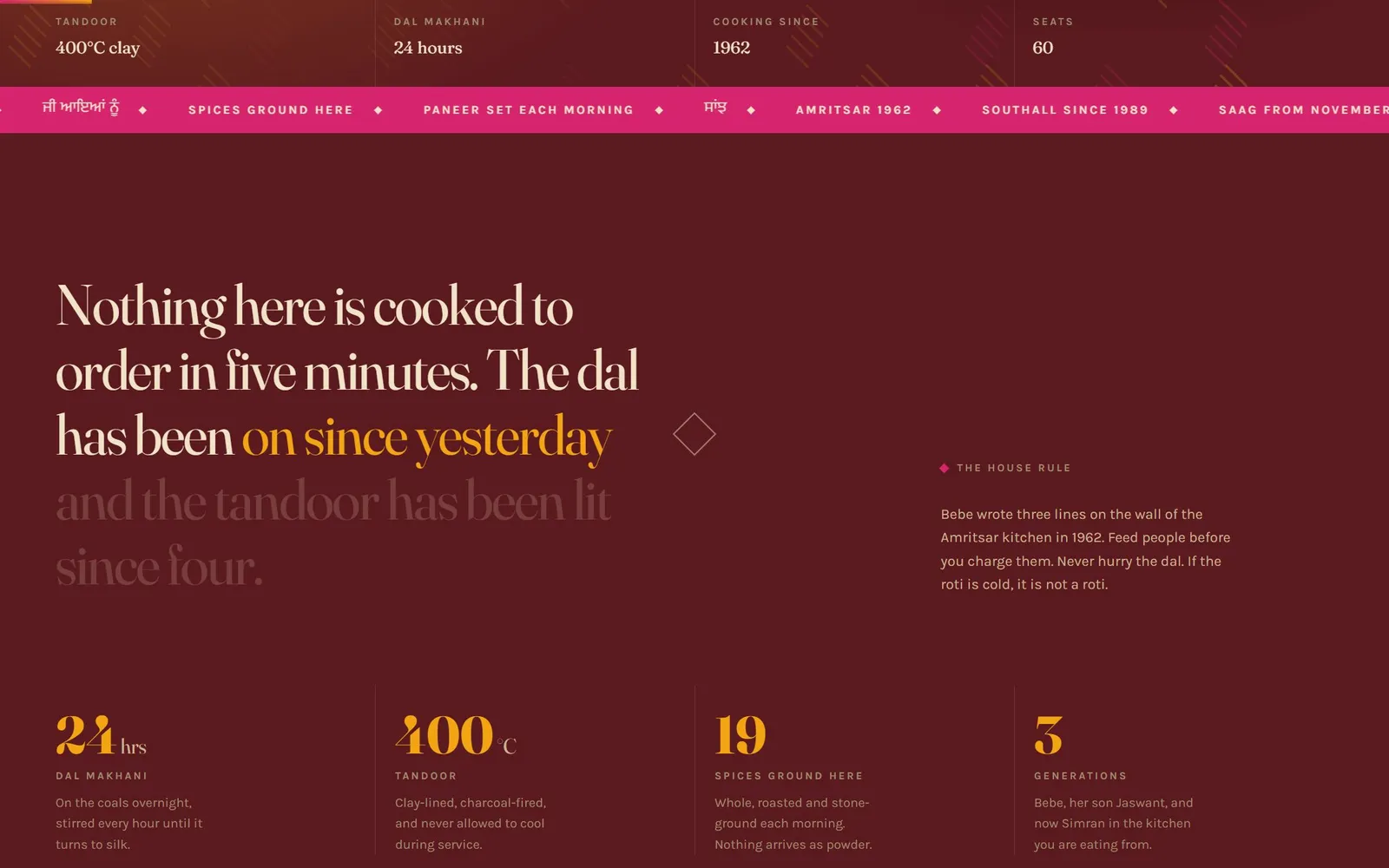 Saanjh Punjabi Kitchen — Hospitality website